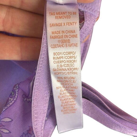 Savage xFenty bohemian Paisley, embroidered cage bra size 38B lavender purple - Picture 6 of 8